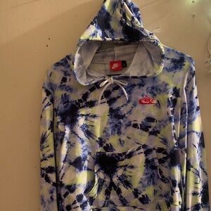 Nike Blue and Yellow Tie-Dye Hoodie NWOT